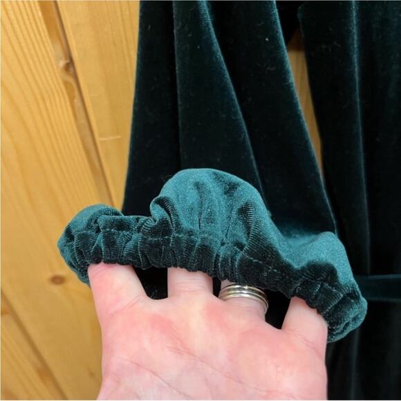 Draper James Green Velvet Bow Back Long Sleeve Dress L - Picture 8 of 12